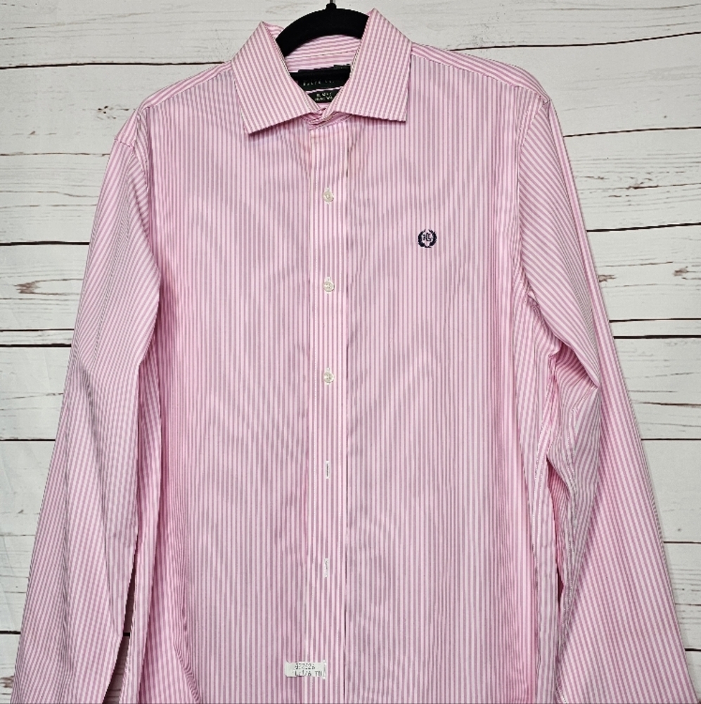 Lauren Ralph Lauren Slim Fit Pink Striped Dress Shirt - Picture 5 of 13